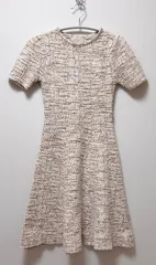 eimy istoire ハーフスリーブフレアーツイードニットワンピース XS