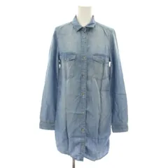エイチ&エム H&M デニムシャツ チュニック丈 長袖 US2 水色 ライトブルー 0301656 4 /YT ■GY61