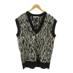 ラディエイト RADIATE ニット ベスト 38 白 ホワイト 黒 ブラック Vネック 幾何学模様 袖なし /LP ■GY58