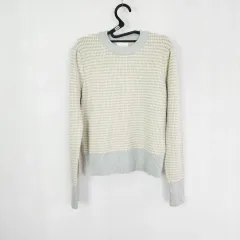 0540 66ガールズ アイボリー/ライトブルー ストライプ ニット セーター フリーサイズ