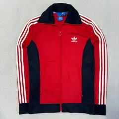 アディダス ジャージ ジップアップ バイカラー レッド