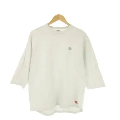 ディッキーズ Dickies Tシャツ L グレー 杢 ラウンドネック 七分袖 ロゴワッペン /CK13 ■GY58