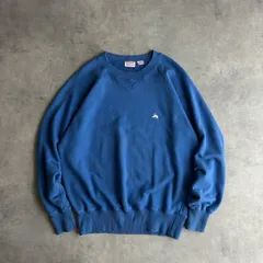 70s/BROOKS BROTHERS/ブルックスブラザーズ/スウェット/前Vガゼット/ワンポイント/ロゴ刺繍/無地/ソリッド/ノームコア/ブルー/香港製/jmaple