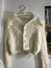 白ファー クロップドカーディガン