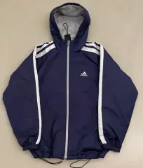 アディダス 3本線 ネイビー フード ウィンドブレーカー アウター