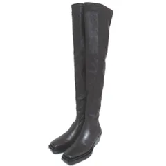 美品 BOTTEGA VENETA ボッテガヴェネタ ストレッチ ナッパレザー ニーハイブーツ ロングブーツ 36サイズ 23cm相当 ダークブラウン レディース 古着 中古 USED