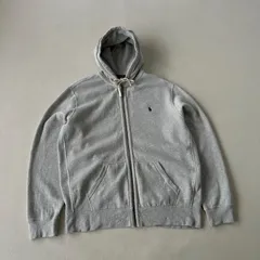 【XL】ラルフローレン ジップパーカー グレー 刺繍ロゴ 裏起毛