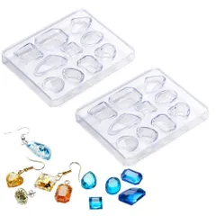 【即日発送】四角 丸 ハート 道具再利用可能 三角 ピアス作成 ネックレス 小さい ジュエリー イヤリング 立体 2個セット 宝石 ハンドメイド 人気 樹脂 シリコンモールド