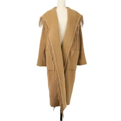 良品 Max Mara マックスマーラ キャメル100％ フリンジ ガウンコート 101601836 サイズ36 キャメル レディース 古着 中古 USED