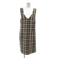 エージー AG ワンピース ジャンパースカート L 黒 ブラック 白 ホワイト チェック柄 Vネック ノースリーブ ツイード /NU ■GY59