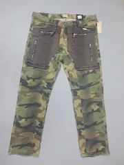 新品 38 JMC Y2K カモフラージュ ポケット当て カーゴ デニム パンツ