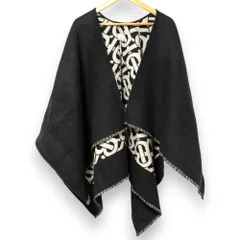 美品 BURBERRY バーバリー TBロゴ ウール ポンチョ ケープ ブラック メンズ レディース 古着 中古 USEDのサムネイル