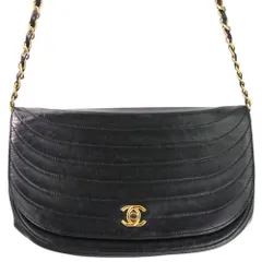 良品 CHANEL シャネル ハーフムーン ココマーク ターンロック チェーンショルダーバッグ ブラック レディース 古着 中古 USED 良品 CHANEL シャネル ハーフムーン ココマーク ターンロック チェーン