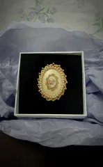 オリジナル ヴィンテージ ローズ パール オーヴァル ブローチ