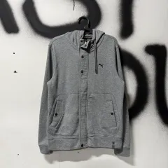 プーマ L エル 肘 パッチ デザインテープ メランジ グレー ジップアップ パーカー