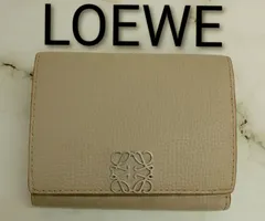 AQV06 ロエベ 極美品 アナグラム スモールバーティカルウォレット 3つ折り財布 シルバー金具