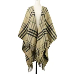 美品 BURBERRY バーバリー フリンジエッジ ケープ カシミヤブレンド ポンチョコート 8090880 180×140 ベージュ レディース 古着 中古 USEDのサムネイル