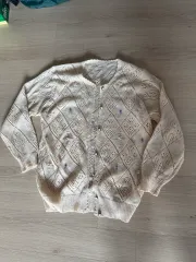 ヴィンテージ 薄ピンク エンブロイダリー ニット カーディガン