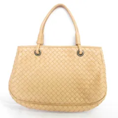 良品 BOTTEGA VENETA ボッテガヴェネタ イントレチャート サッチェル ハンドバッグ ピンクベージュ  レディース 古着 中古 USED