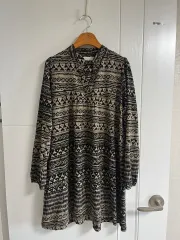 （日本 ヴィンテージ）とろみ素材 ロング シャツ ブラウス 長袖