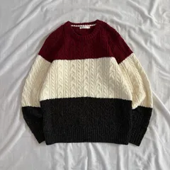 男女兼用 vintage ケーブル編みニット セーター クルーネック カジュアル ノームコア