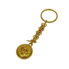 美品 CHANEL シャネル ココマーク マトラッセ サークル キーホルダー GP ゴールドカラー レディース 古着 中古 USED