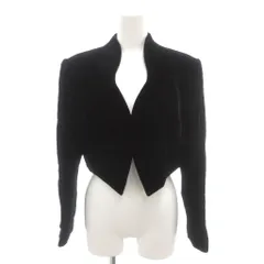 カルレ Carule 美品 ボレロジャケット ベルベット ボタンレス ショート丈 9 黒 ブラック /YJ ■GY58