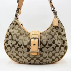 COACH（コーチ）ソーホー シグネチャー ショルダーバッグ ジャガード ベージュ系 レザー切替 シルバートーン金具 レディース E3J-6363