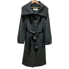 未使用級 PRADA 千鳥格子ドット柄ウール チェスターコート ブラック 