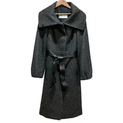 美品 Max Mara マックスマーラ カシミヤブレンド レザーベルテッドコート 女優襟 10160773 サイズ40 ブラック レディース 古着 中古 USED