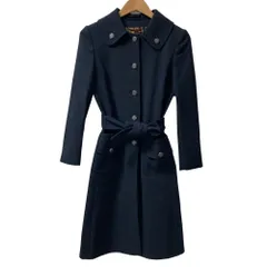 美品 DOLCE&GABBANA ドルチェ&ガッバーナ ウール 裏地レオパード ベルテッドコート サイズ36 ネイビー レディース 古着 中古 USEDのサムネイル