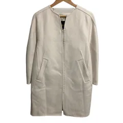 美品 Drawer ドゥロワー ウールビーバーケヌキスリットノーカラーコート 6525-234-0808 サイズ34 アイボリー レディース 古着 中古 USEDのサムネイル