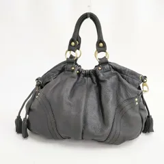 Beaure レザー 革 ハンドバッグ タッセル トートバッグ ブラック レディース ビューレ【中古】6-0312G∞