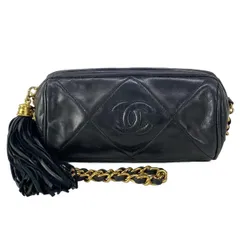 CHANEL(シャネル) ショルダーバッグ マトラッセ 黒 ココマーク/チェーンショルダー/ゴールド金具/フリンジ ラムスキン