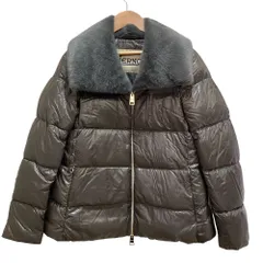 美品 24AW HERNO ヘルノ ナイロンウルトラライト＆ニューレディフェイクファー ダウンジャケット PI001923D サイズ40 ブラウン レディース 古着 中古 USED