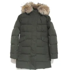美品 PYRENEX ピレネックス GRENOBLE FUR ラクーンファー フーディー ダウンコート サイズ36 カーキグリーン レディース 古着 中古 USED