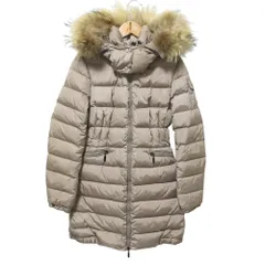 美品 MONCLER モンクレール CHARP シャーパル ラクーンファー ロング ダウンコート 0 ベージュ レディース 古着 中古 USED