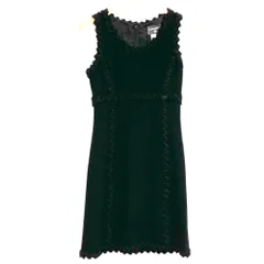 美品 CHANEL シャネル 07A ココマーク ツイード ノースリーブ ワンピース P31338 サイズ38 ブラック レディース 古着 中古 USED