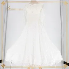 社交ダンス 衣装 スタンダード ドレス ワンピース パーティドレス レディース prima boutique ホワイト系 白 花柄 レース ラインストーン 白系 ウエディング風 フォーマル コンサート 発表会 レッスン用 上品 フェミニン エレガント