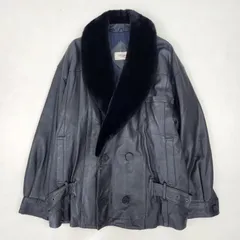 CELENE　レザージャケット　ヴィンテージ　ブルゾン　ベルト　ファー　ブラック　羊革　Mのサムネイル