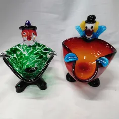 ガラス工芸品  ムラーノ  Murano  ガラス  ベネチアンガラス イタリア製 灰皿 小物入れ 2点 U646