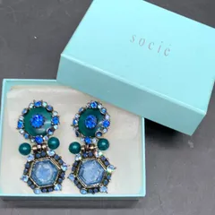 I441 ※箱なし※ヴィンテージイヤリング ブルー系クリスタル ラインストーンイヤリング ボリュームコスチュームジュエリー