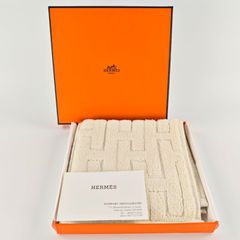 未使用 HERMES タオル ステアーズ Hロゴ ネイビー ホワイト2枚 タグ付