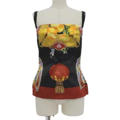 DOLCE&GABBANA ドルチェ＆ガッバーナ 総柄 ビスチェ トップス レディース シルク ブラック 40 90’s ヴィンテージのサムネイル