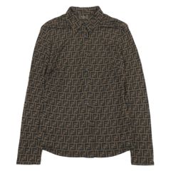 イタリア製 90s FENDI フェンディ ズッカ柄 シアーシャツ ブラウス