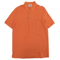 極美品 HERMES Hロゴ ポロシャツ 半袖 鹿の子 コットンメンズ ブラック