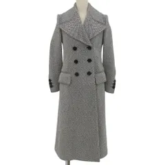 美品 BURBERRY バーバリー ロングチェスターコート ツイード ヘリンボーン アウター レディース ウール ブラック×ホワイト 36のサムネイル