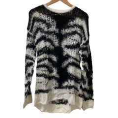 미품 24AW STELLA McCARTNEY 스텔라 맥카트니 타이거 패턴 오픈 니트 스웨터 XXS 블랙×화이트 레이디스 헌 옷 중고 USED