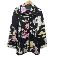 LEONARD 和柄フラワー カンカン ウール ダブルブレスト厚手ジャケット 