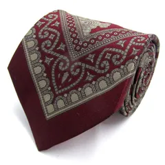 クリスチャンディオール ブランド ネクタイ 総柄 ペイズリー 幾何学模様 シルク PO メンズ ワインレッド Christian Dior 【中古】